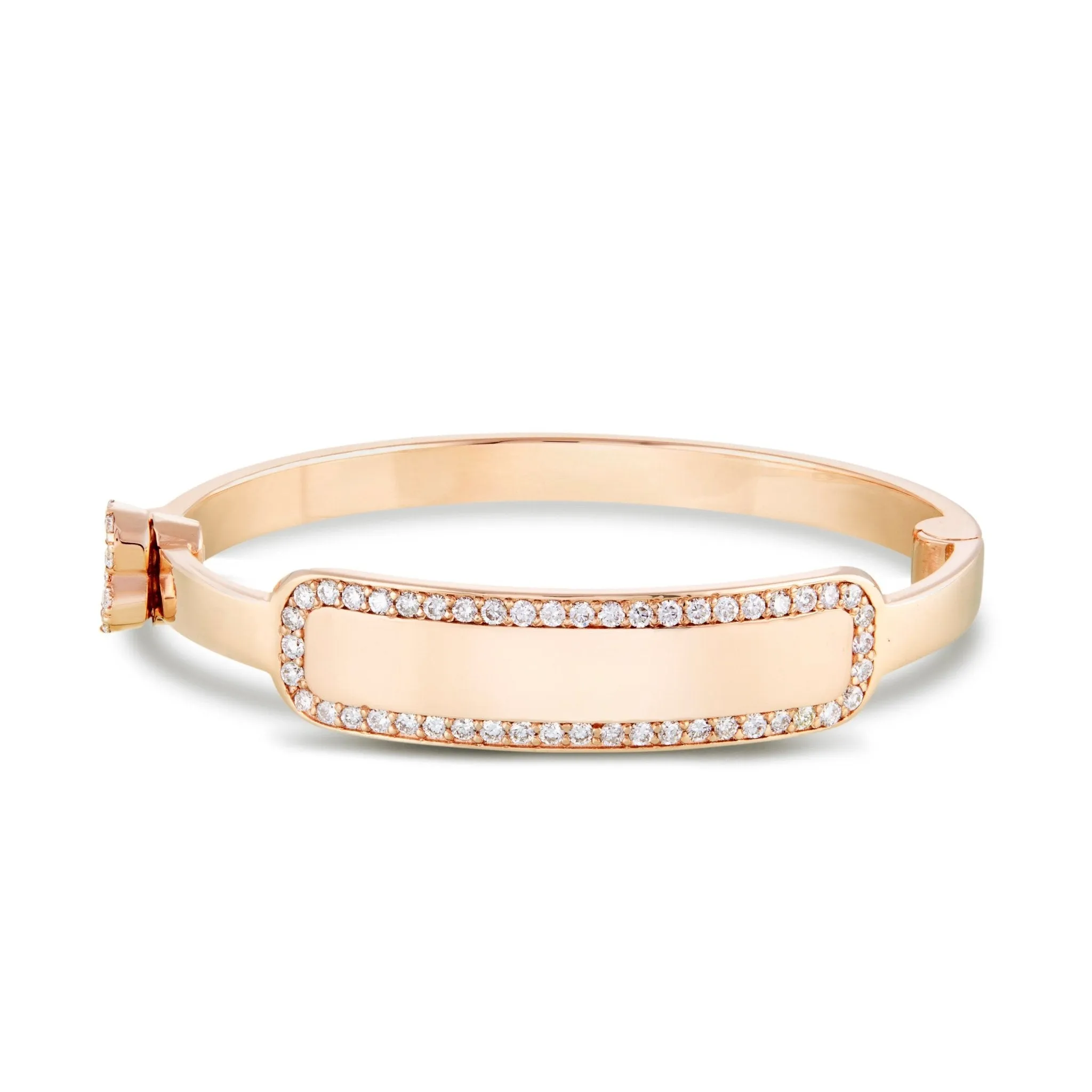 14K Gold 0.45ct Engravable Diamond Rectangle Baby Bangle