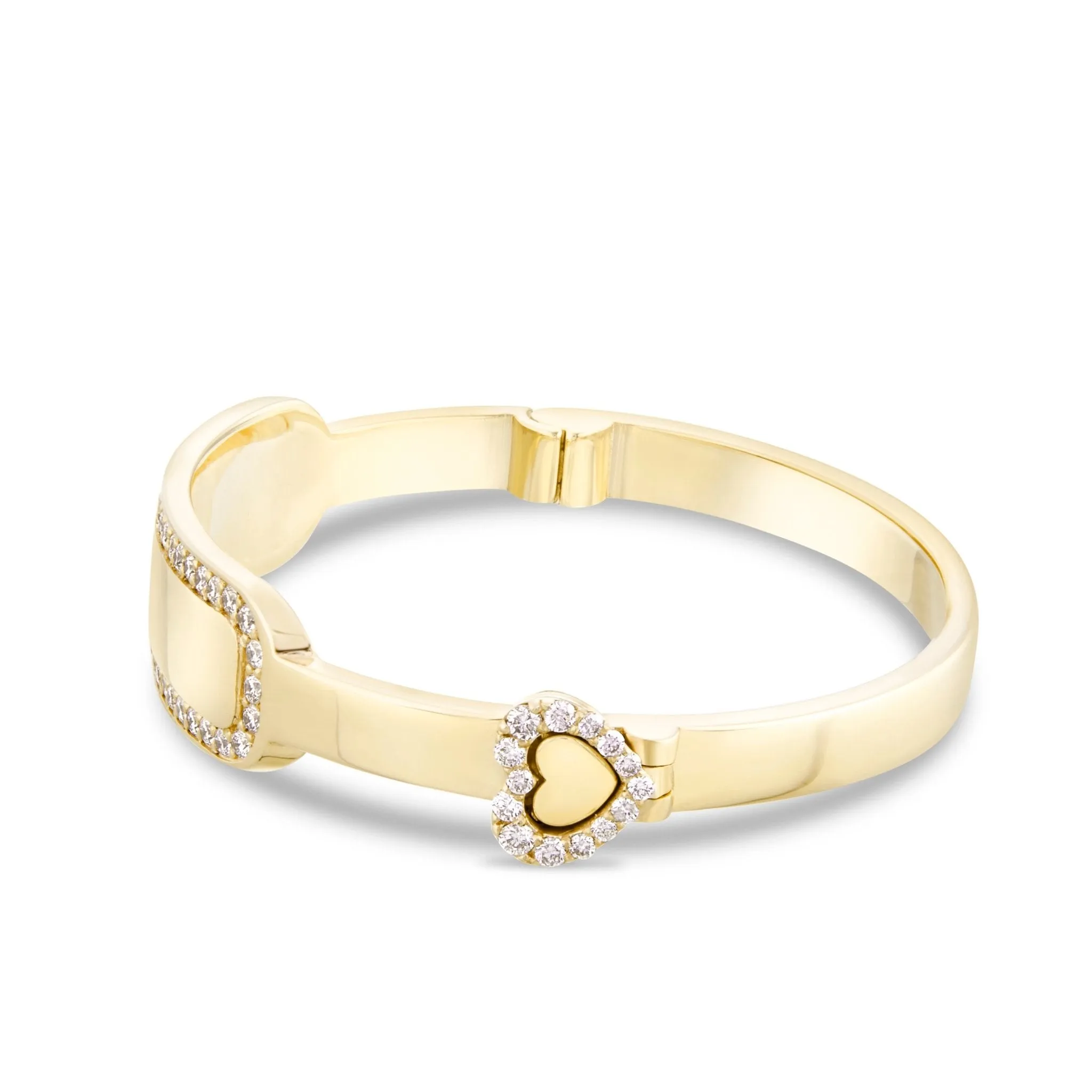 14K Gold 0.45ct Engravable Diamond Rectangle Baby Bangle