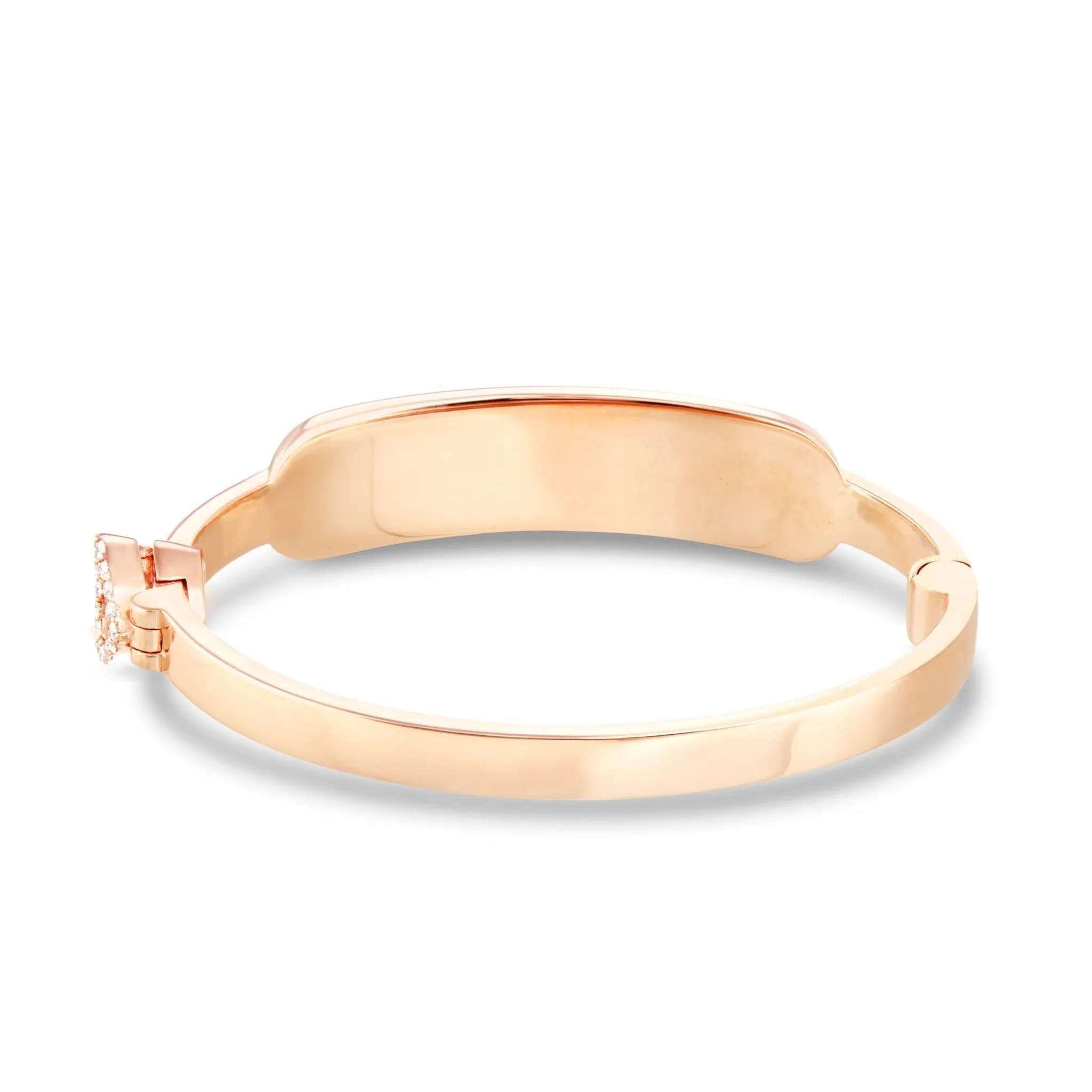 14K Gold 0.45ct Engravable Diamond Rectangle Baby Bangle