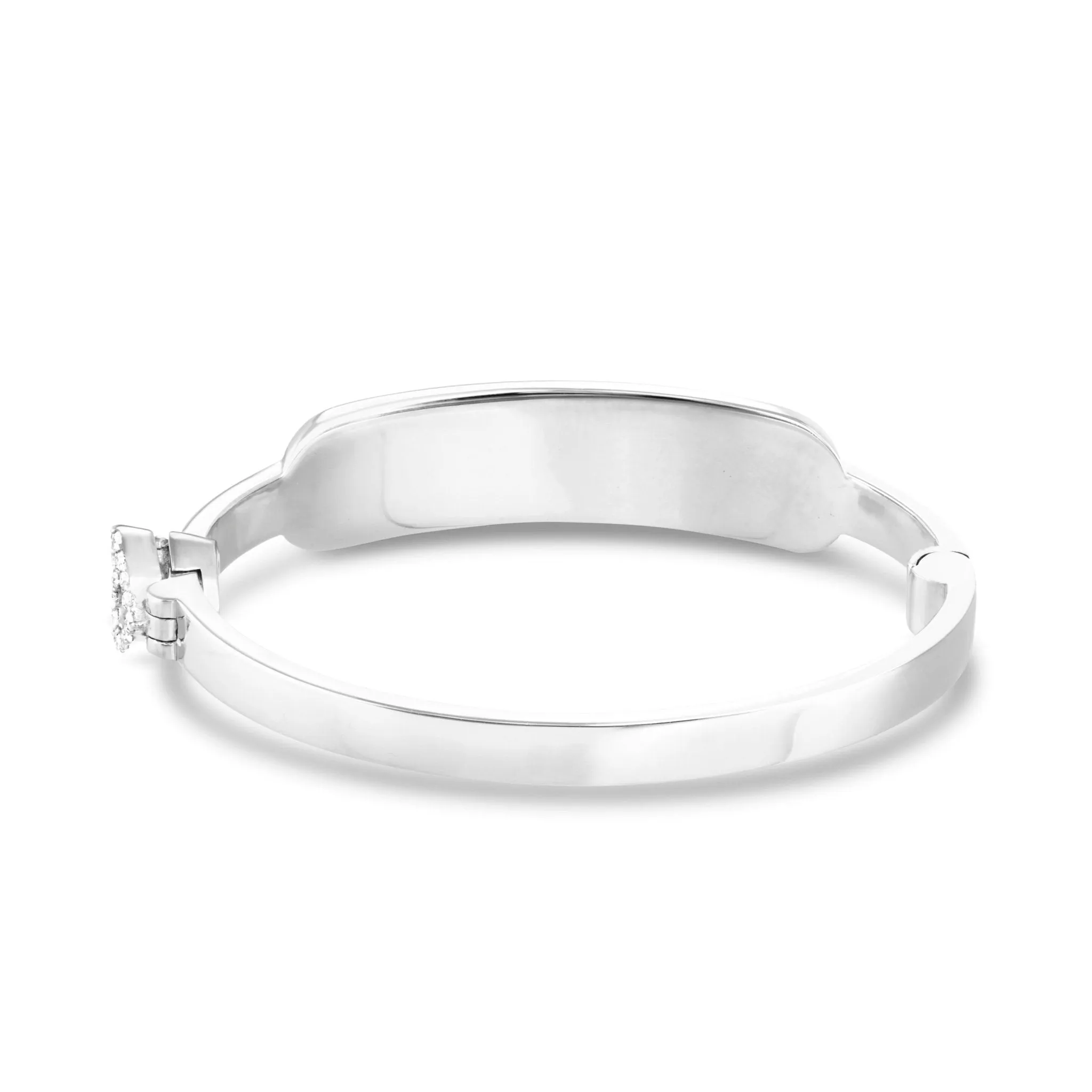 14K Gold 0.45ct Engravable Diamond Rectangle Baby Bangle