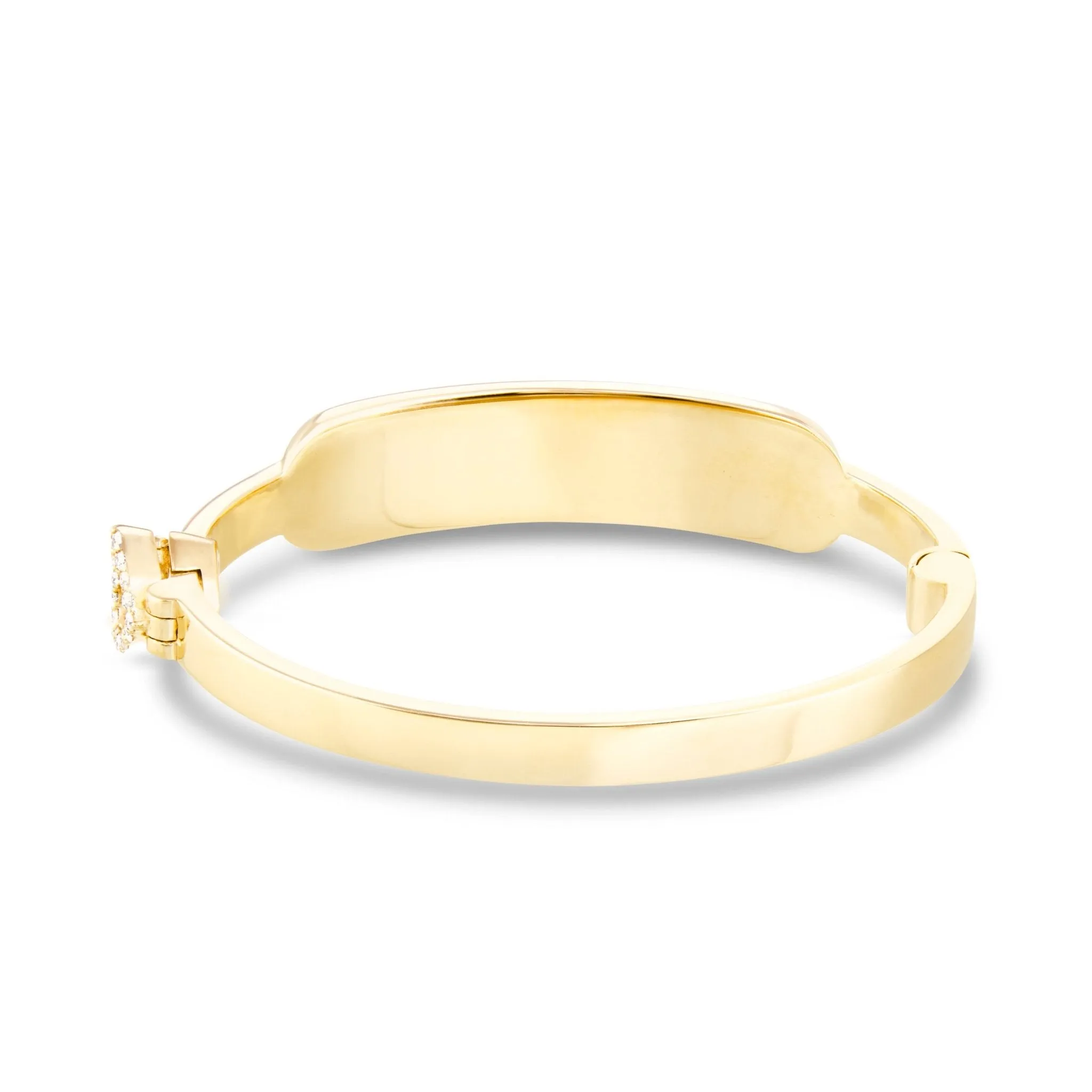 14K Gold 0.45ct Engravable Diamond Rectangle Baby Bangle