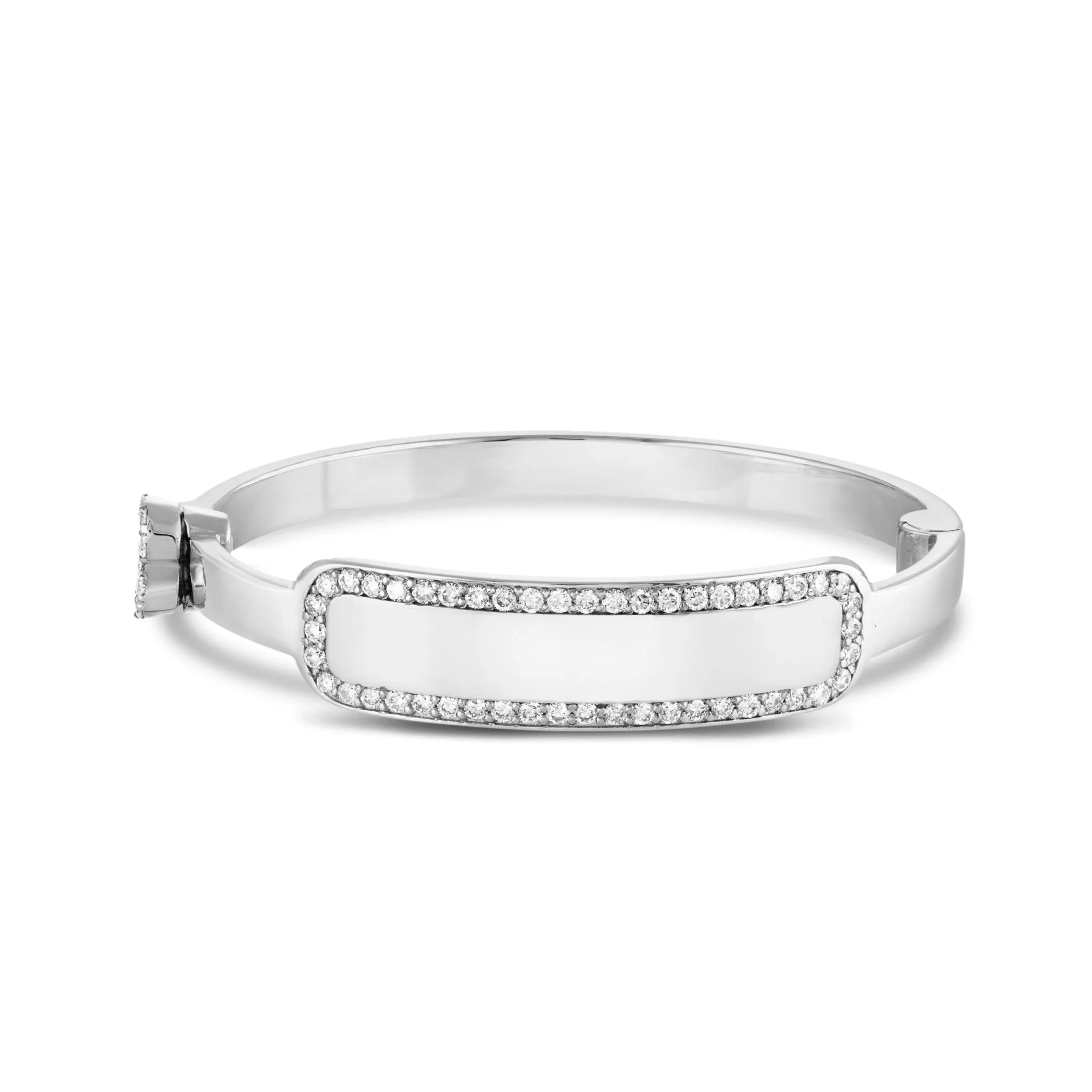 14K Gold 0.45ct Engravable Diamond Rectangle Baby Bangle
