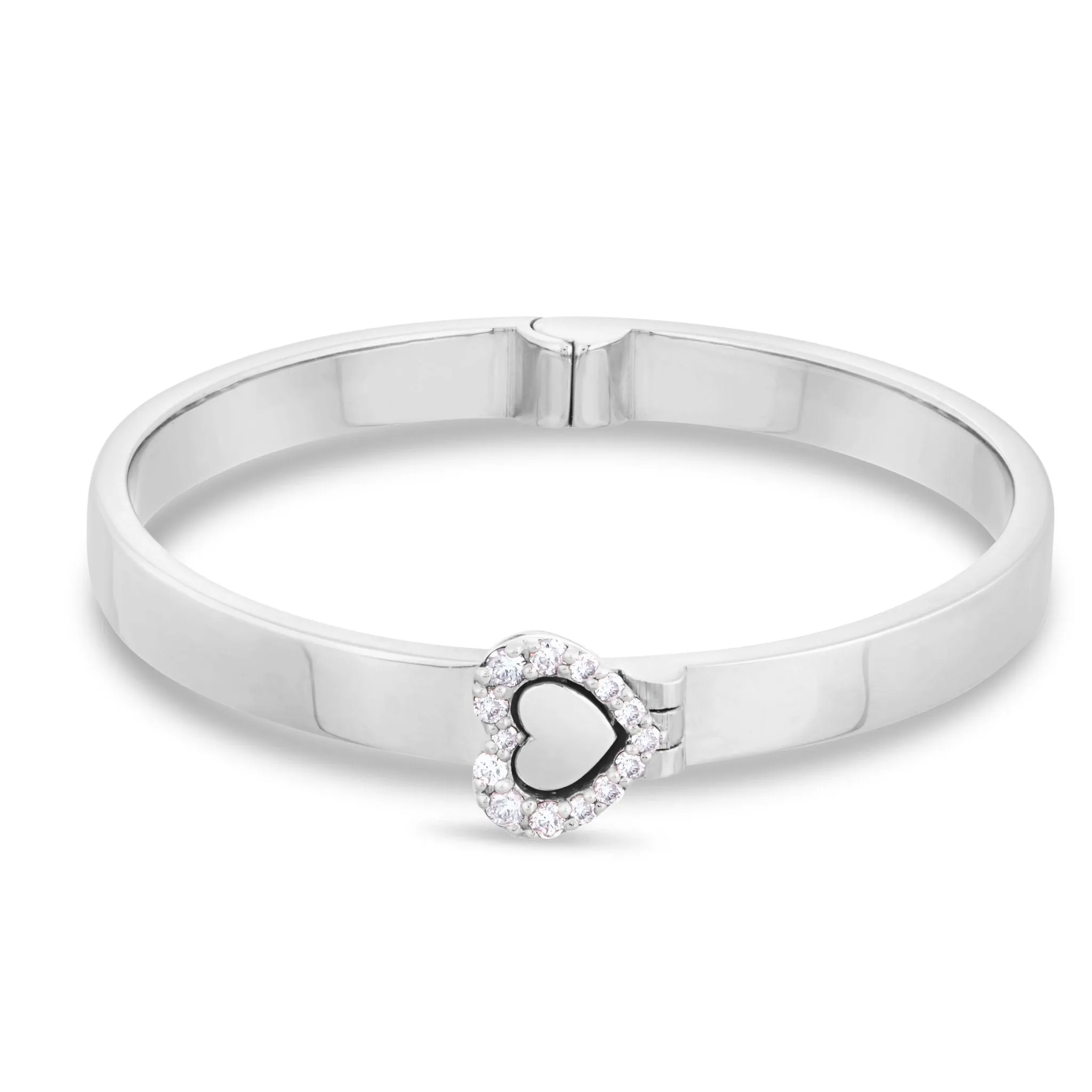 14K Gold Engravable Baby Bangle with Diamond Clasp