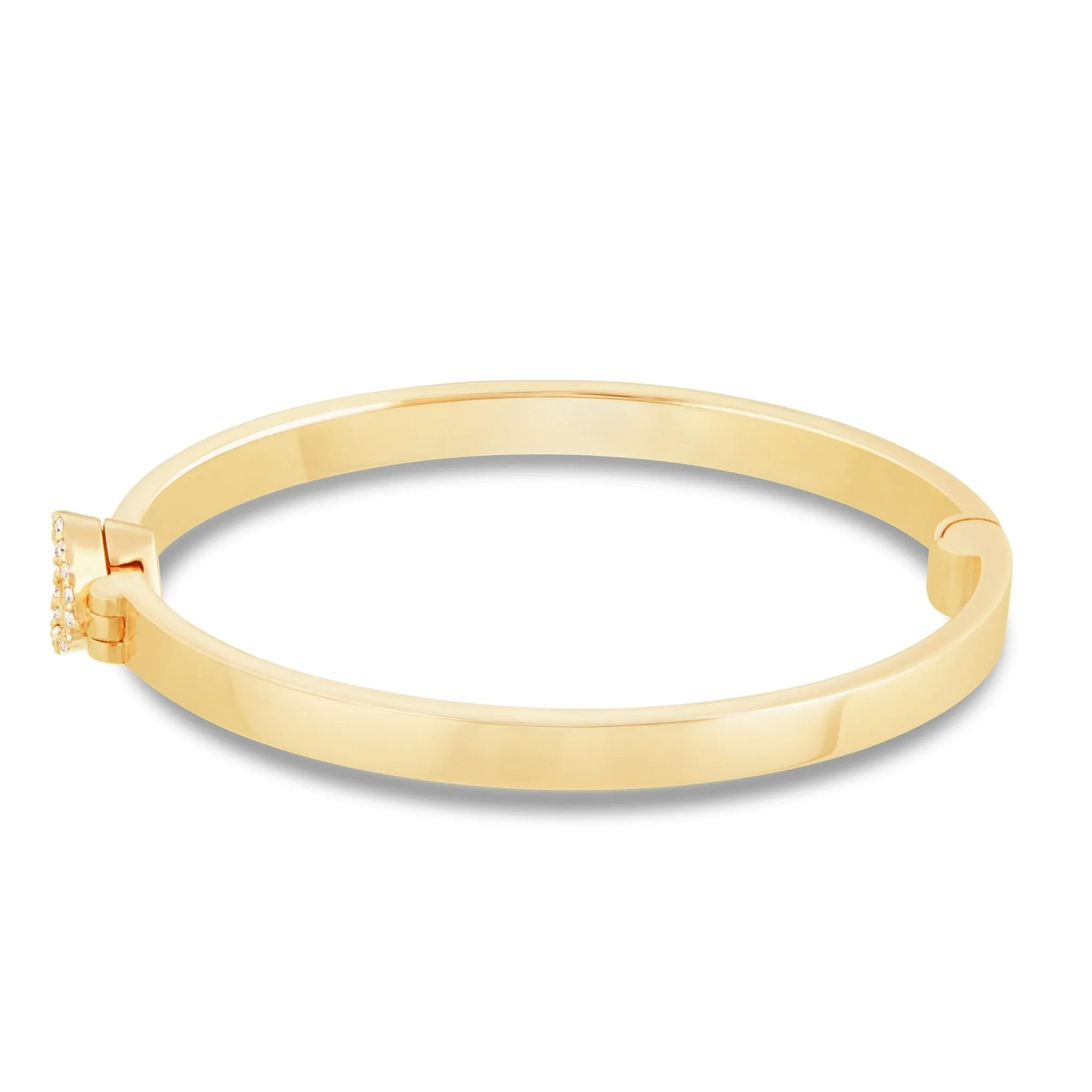 14K Gold Engravable Baby Bangle with Diamond Clasp