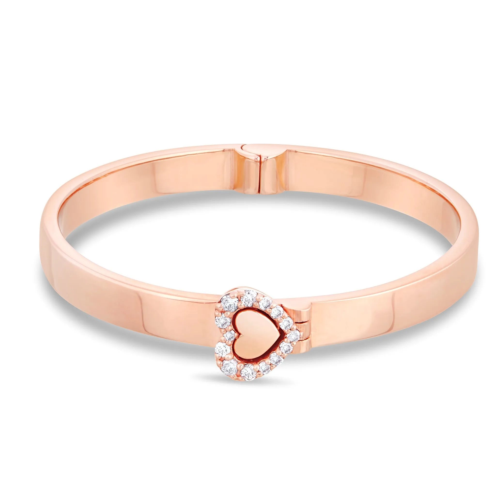 14K Gold Engravable Baby Bangle with Diamond Clasp