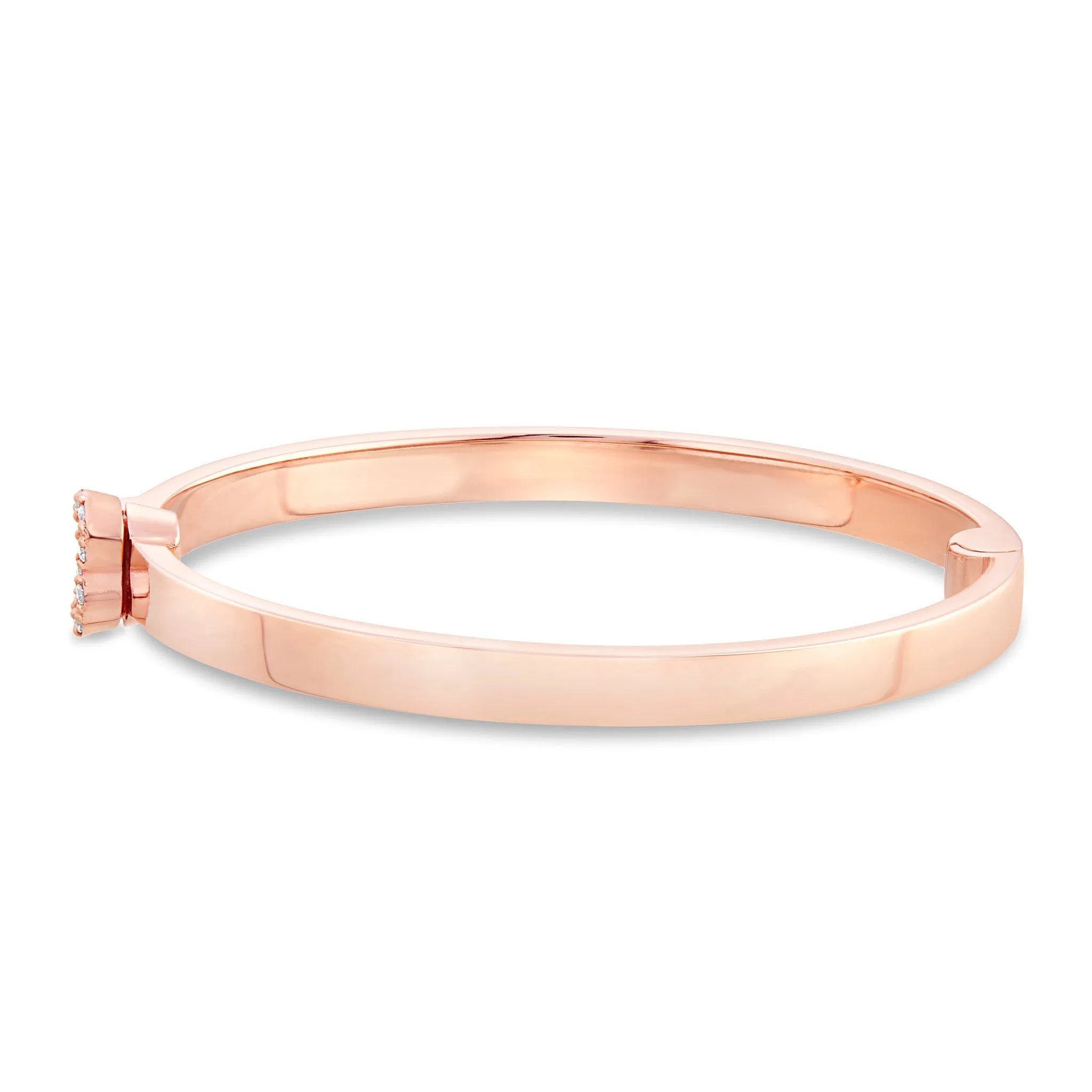 14K Gold Engravable Baby Bangle with Diamond Clasp