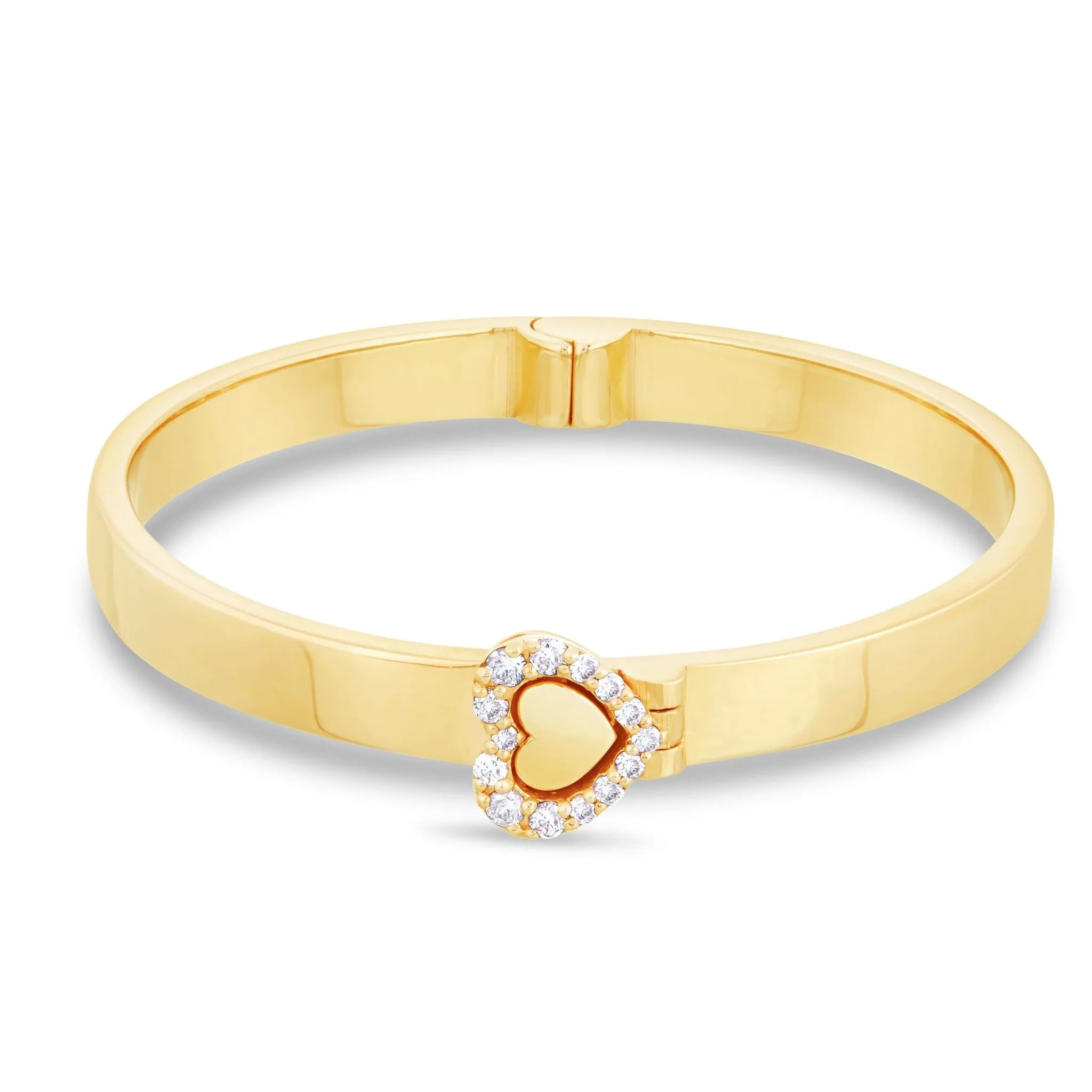 14K Gold Engravable Baby Bangle with Diamond Clasp