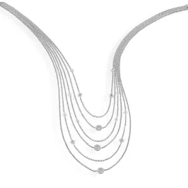 16" 2" Extension Rhodium Plated Multistrand Graduated Necklace with CZs