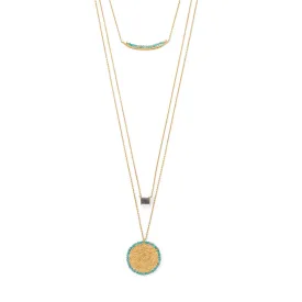 17"/30" 3 Strand Amazonite and Labradorite Necklace