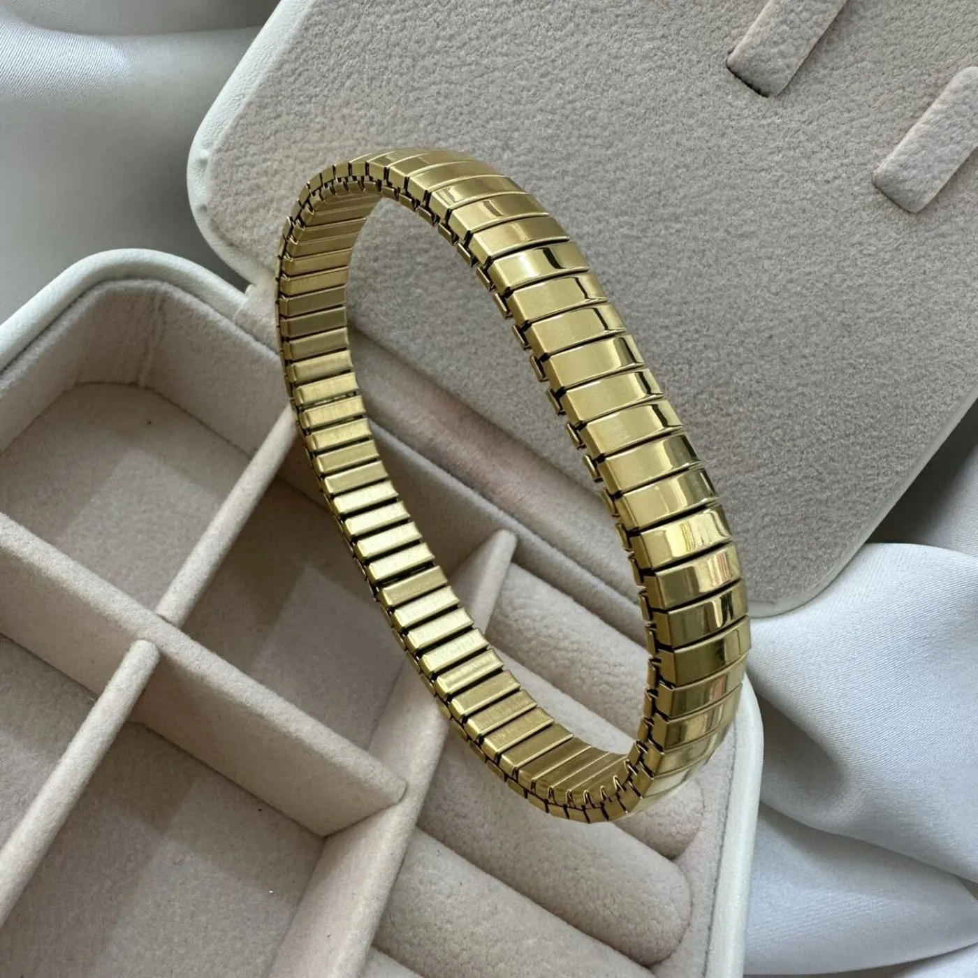 18K Gold Flexible Anti-Tarnish Stackable Bracelet for Women