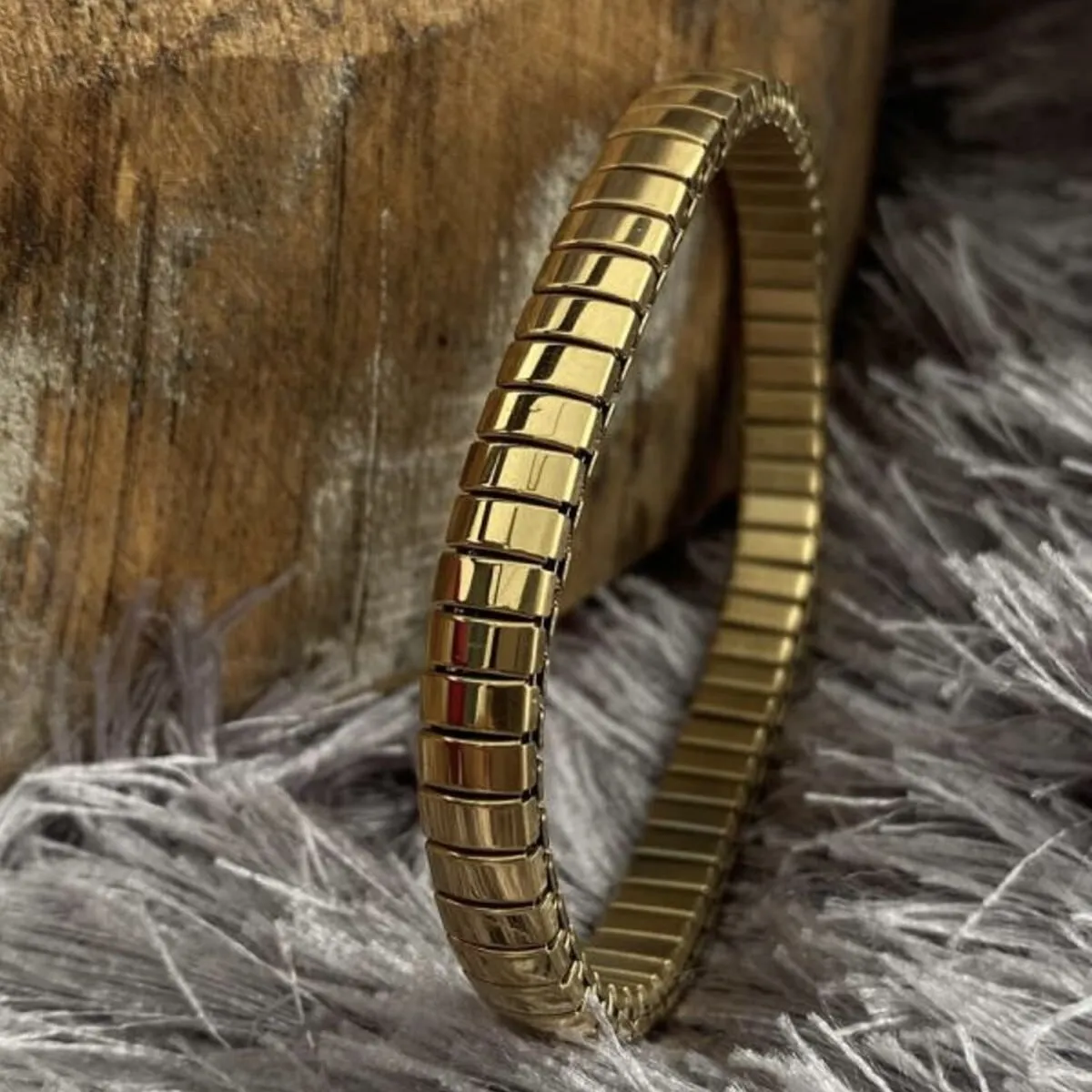 18K Gold Flexible Anti-Tarnish Stackable Bracelet for Women