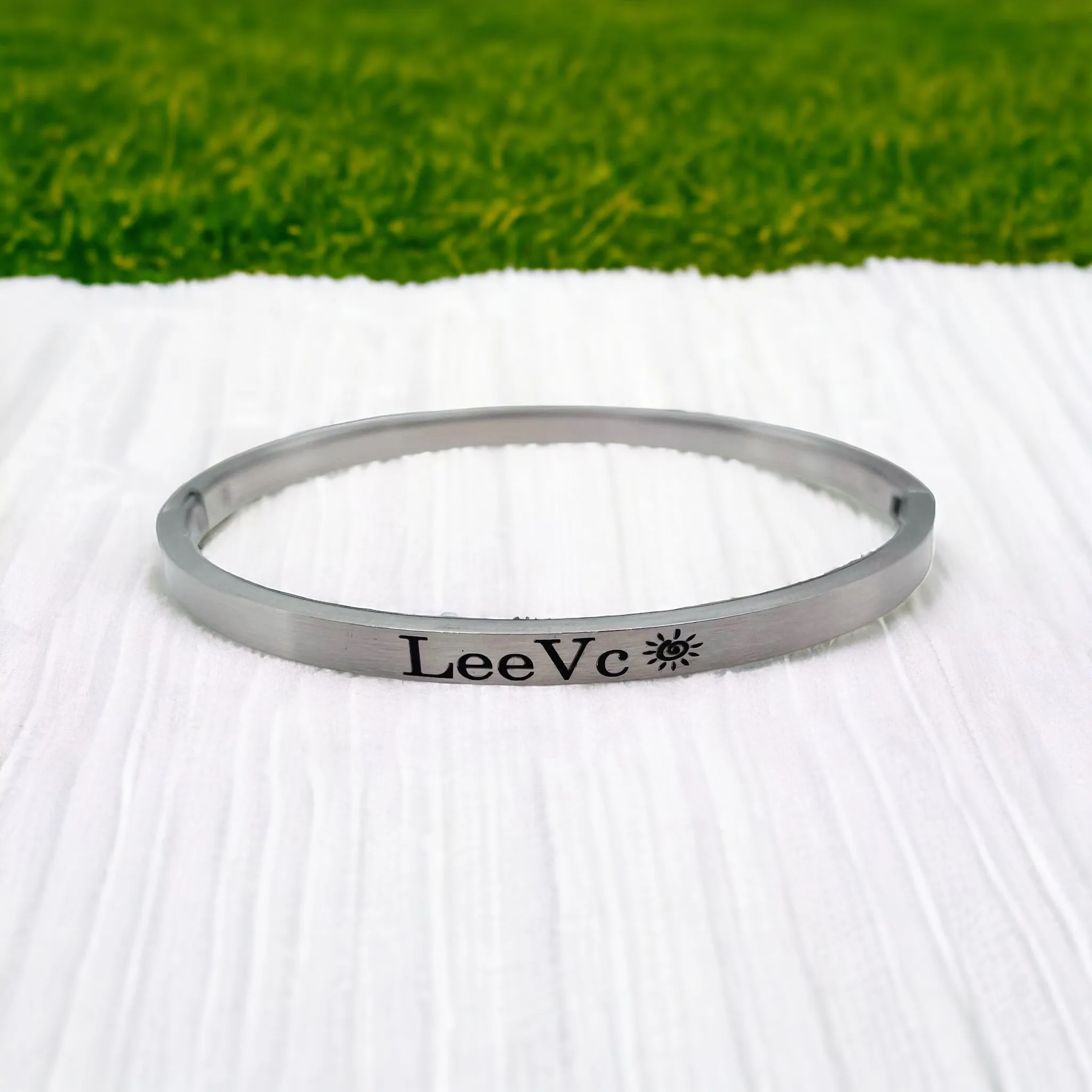4mm Matte Finish 316 Surgical Stainless Steel Silver Customized Personalised Laser Engraved Kada Bangle Bracelet Unisex