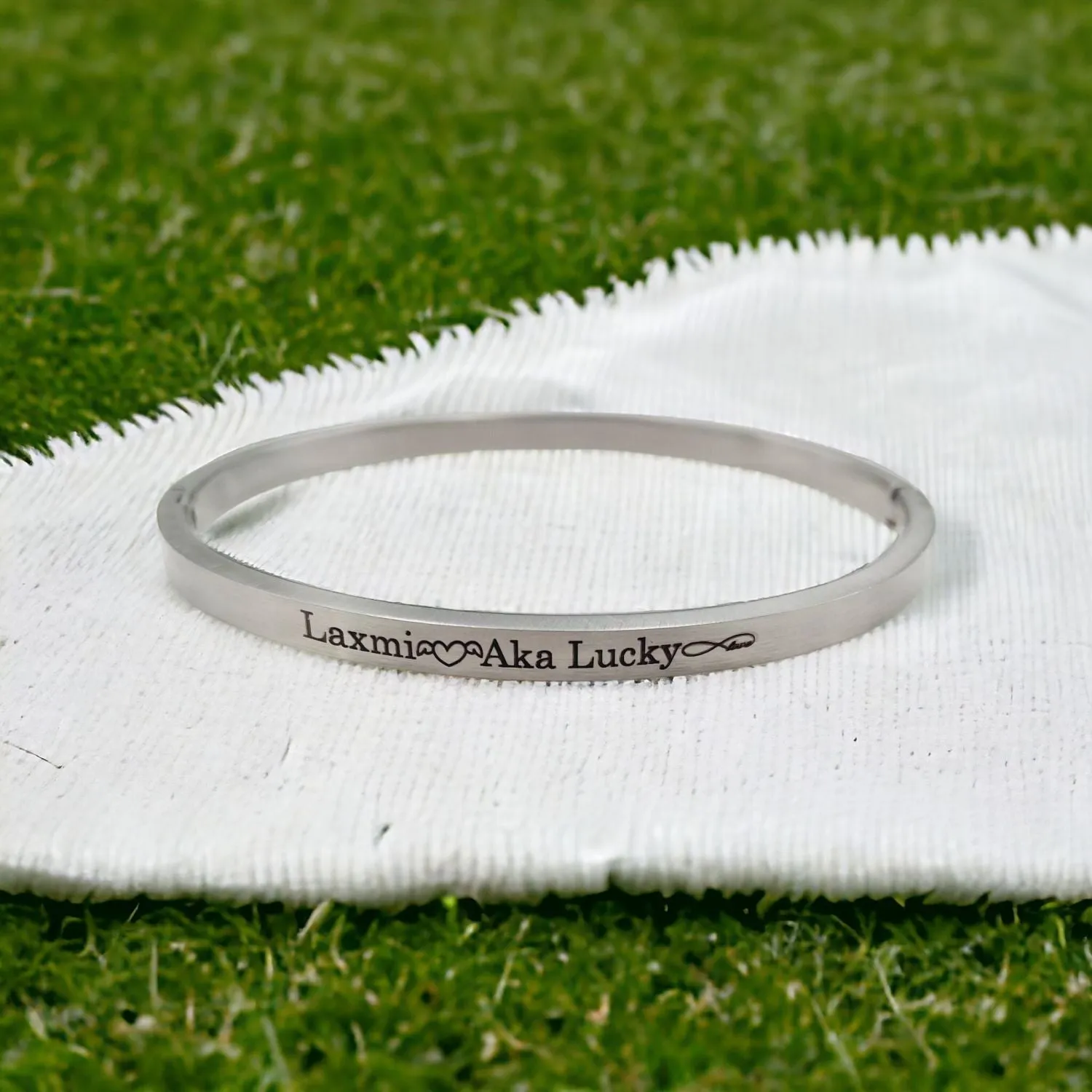 4mm Matte Finish 316 Surgical Stainless Steel Silver Customized Personalised Laser Engraved Kada Bangle Bracelet Unisex