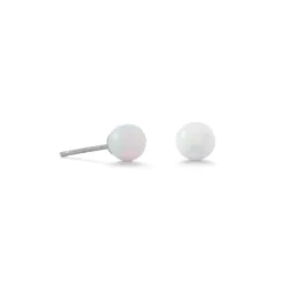 5mm White Synthetic Opal Stud Earrings