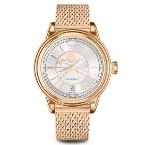 Womens Aviator Swiss Made Watch - White Dial, Milanese Stainless Steel Mesh Band - Model V13322515