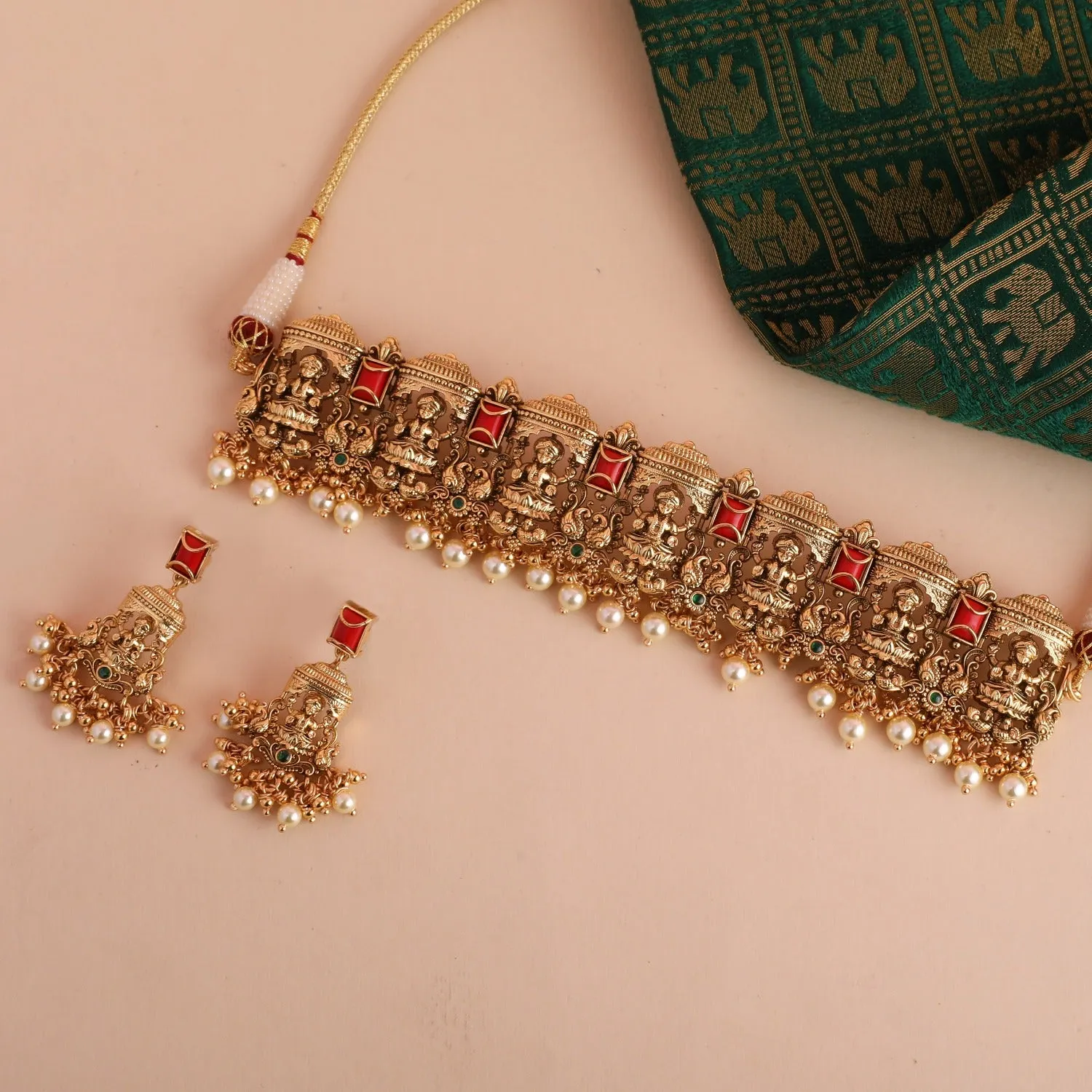 Elegant Bhavani Antique Temple Choker Set