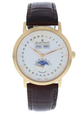 Luxurious Blancpain Villeret 6263A-3642 18k Rose Gold Watch with Complete Calendar and Moonphase