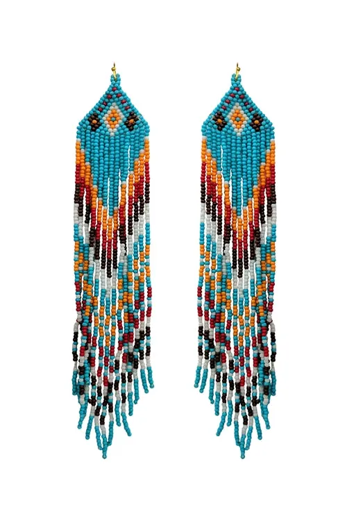 Boho Blue Seed Bead Earrings