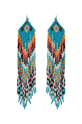 Boho Blue Seed Bead Earrings