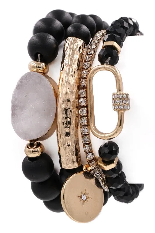 Carabiner Druzy Bracelet Set