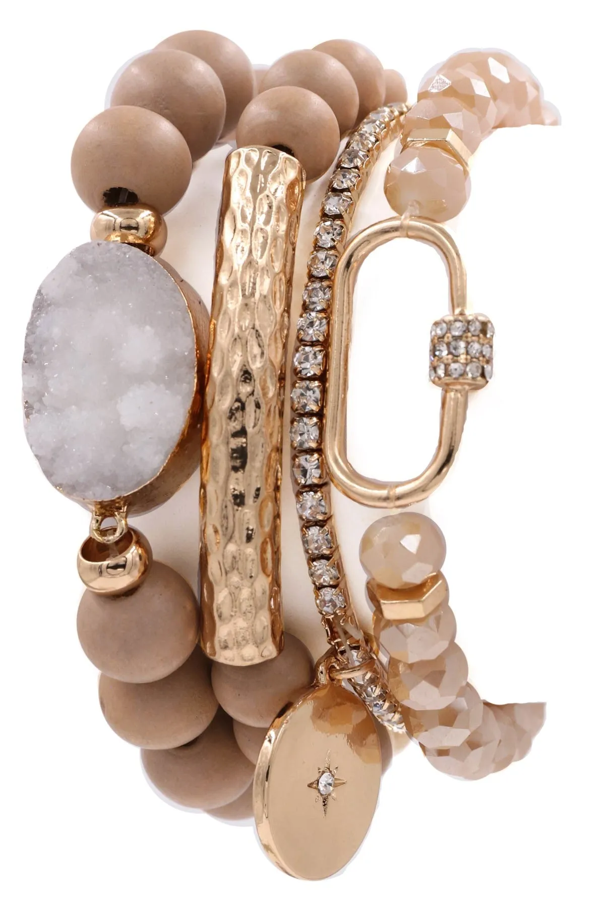 Carabiner Druzy Bracelet Set
