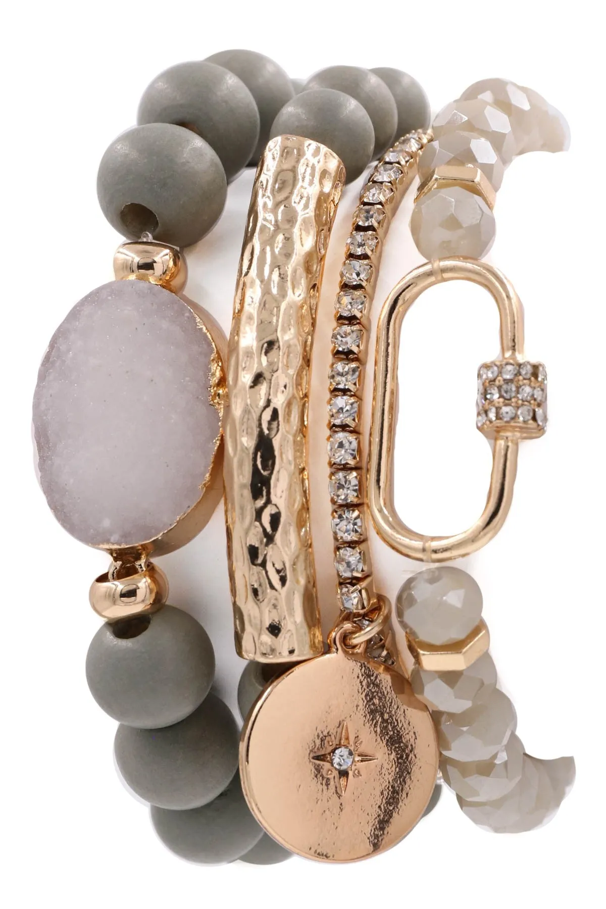 Carabiner Druzy Bracelet Set