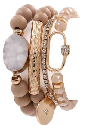 Carabiner Druzy Bracelet Set
