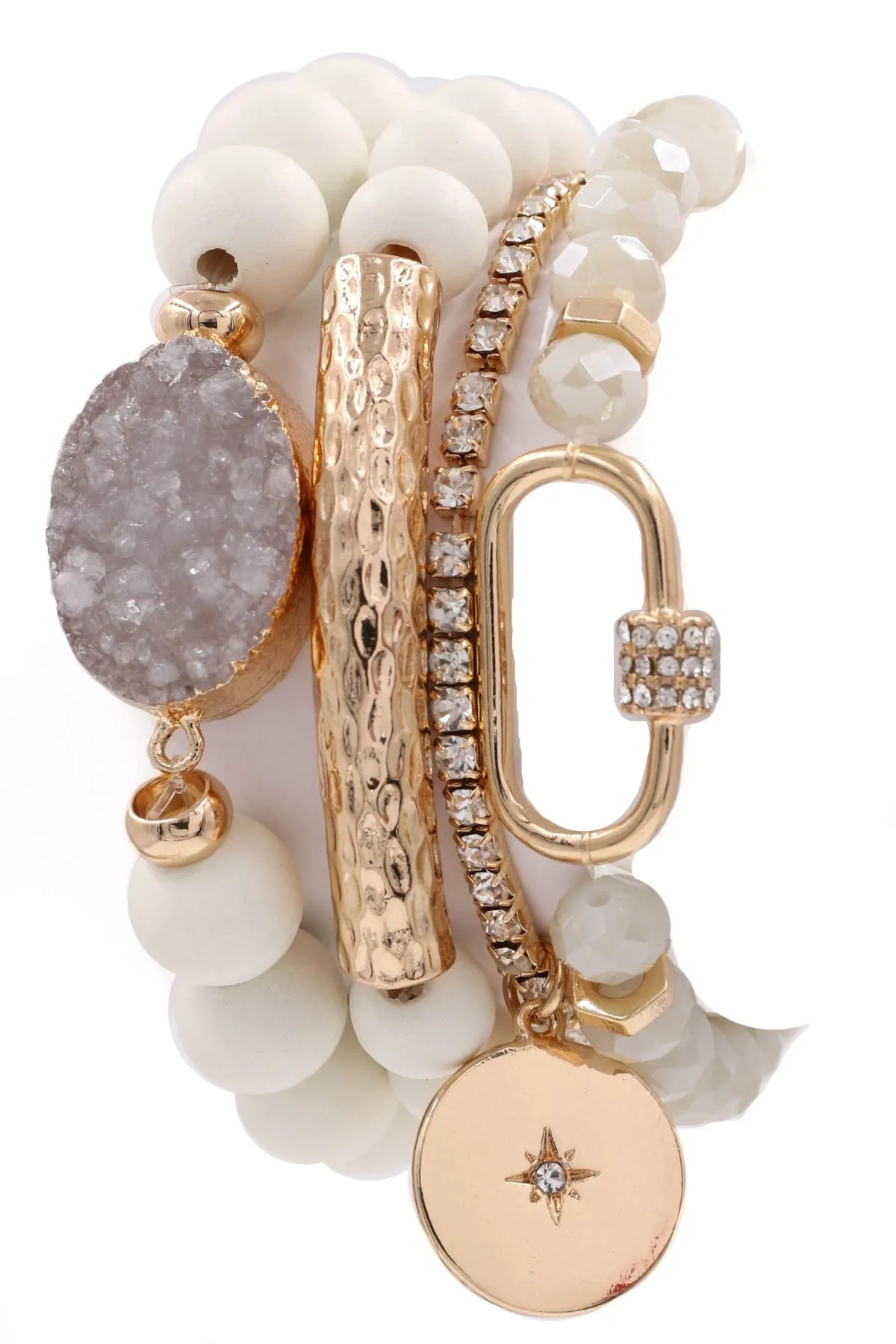 Carabiner Druzy Bracelet Set