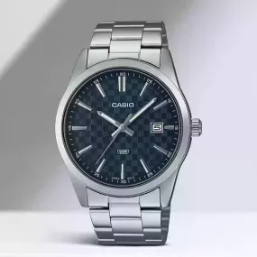 Casio Mens Enticer Dark Blue Chess Dial Analog Watch - MTP-VD03D-2AUDF