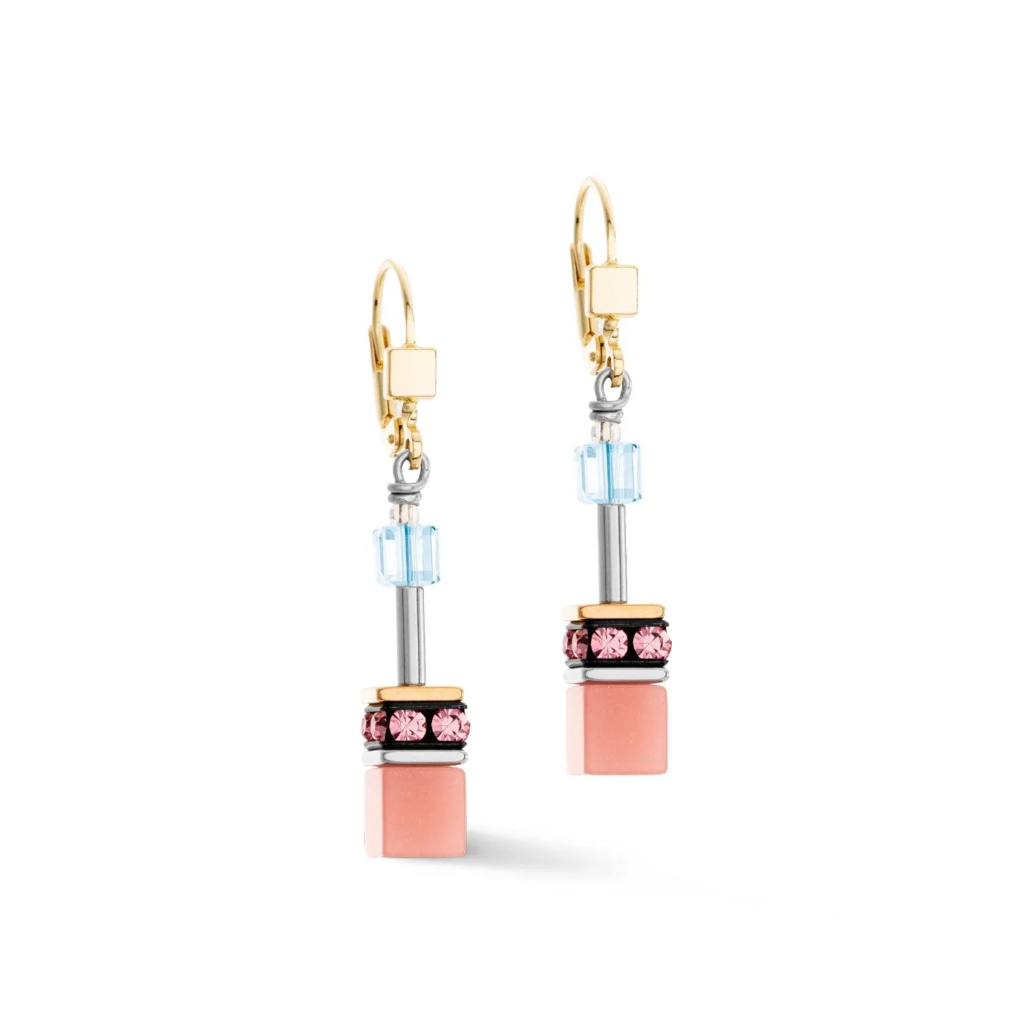 Aqua-Apricot GeoCUBE® Iconic Earrings by Coeur De Lion - Elegant and Contemporary Jewelry