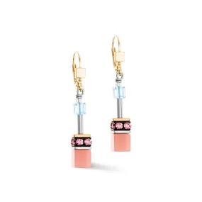 Aqua-Apricot GeoCUBE® Iconic Earrings by Coeur De Lion - Elegant and Contemporary Jewelry