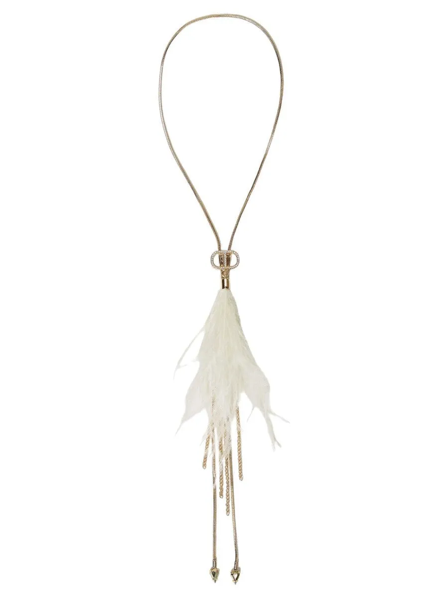 Collana choker con piume e frange