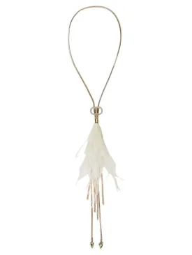 Collana choker con piume e frange
