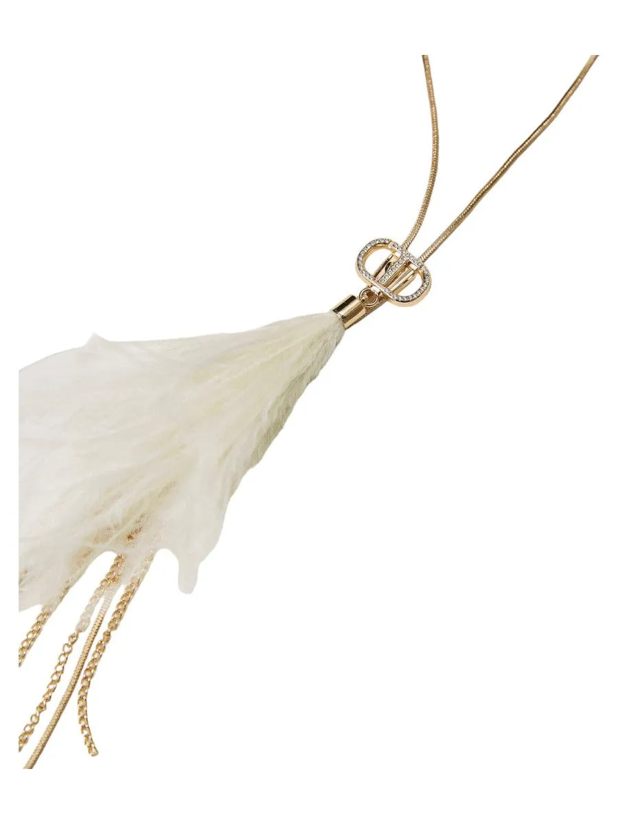 Collana choker con piume e frange