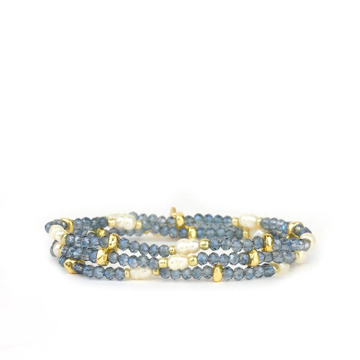 Crystal Beaded and Pearl Wrap Bracelets