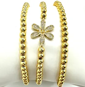 CZ Flower Bracelet Stack