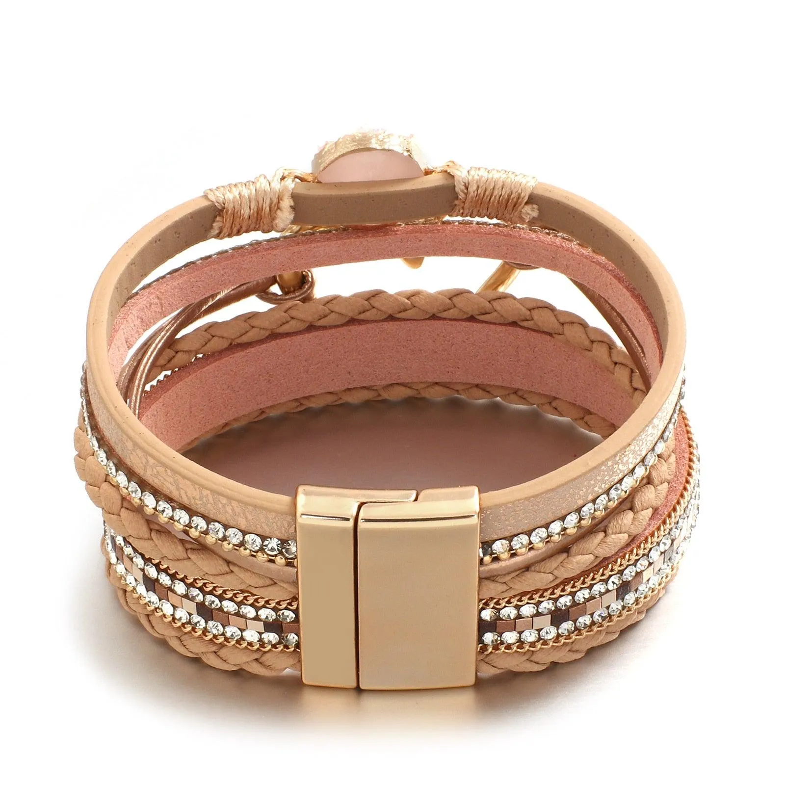 'Dalgu' Heart Charm Cuff Bracelet - pink