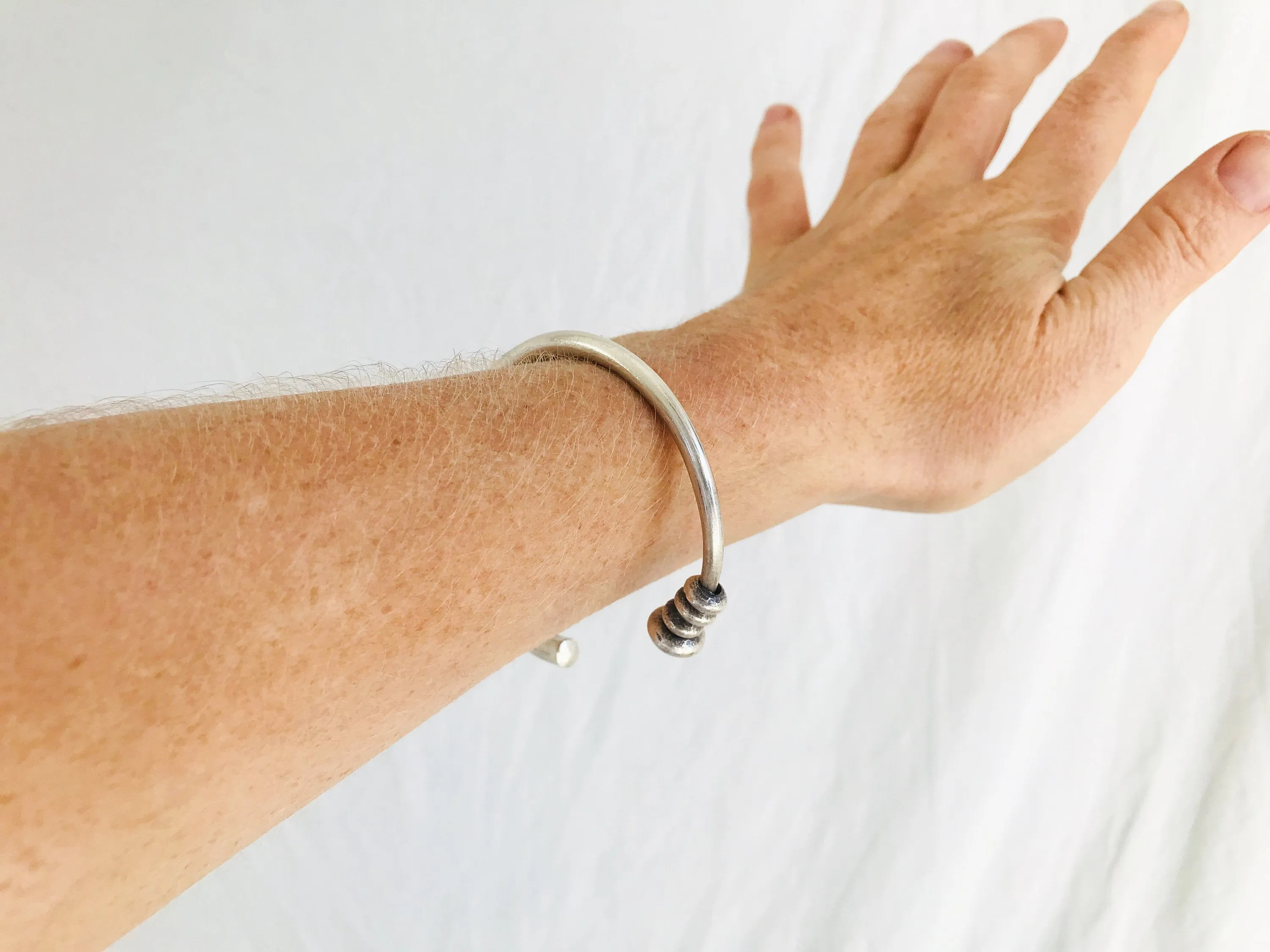 Fine Silver Bangle from the Karen Hill Tribe of Thailand