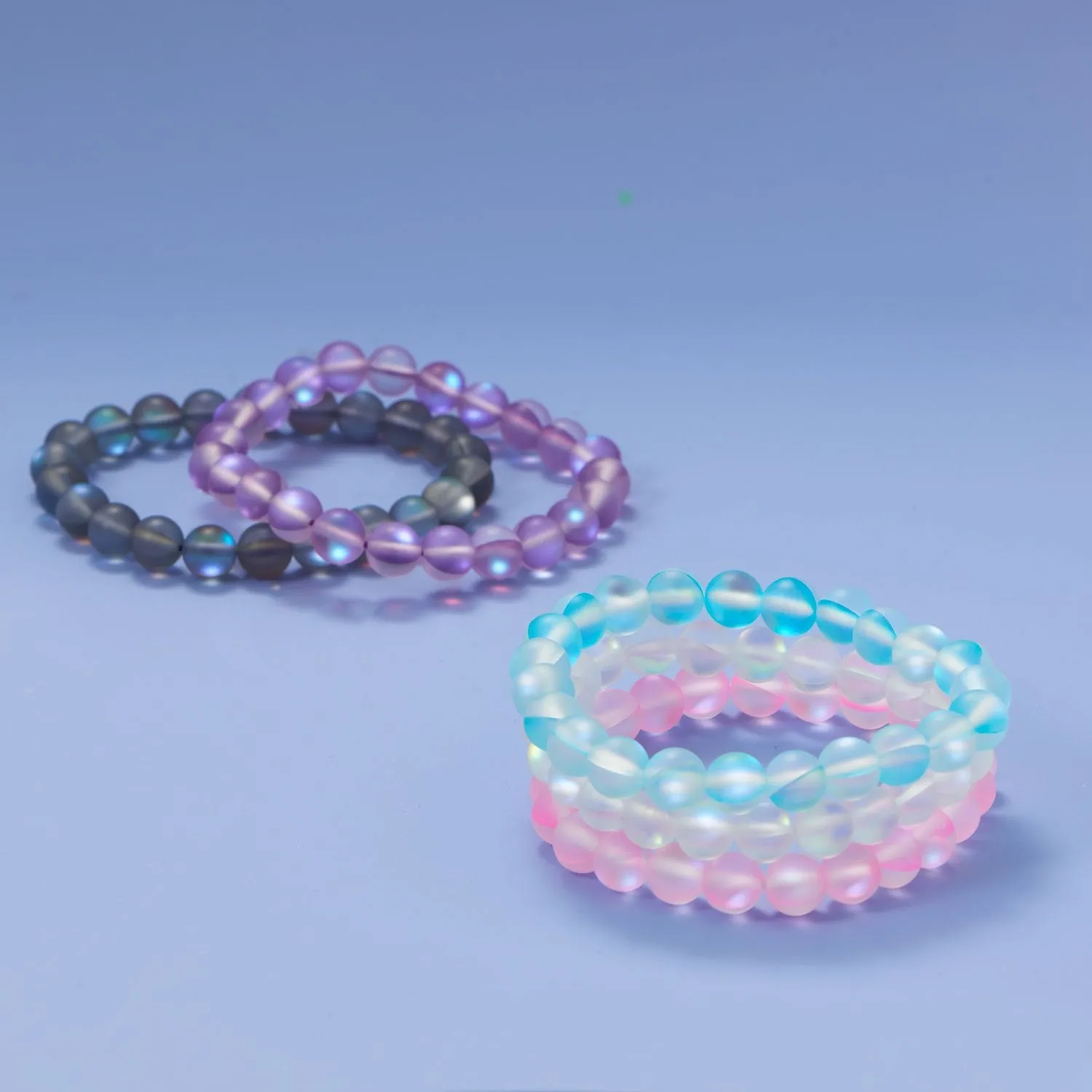 Fun! Orchid Color Stretch Glass Bracelet