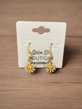 Gold Dangle Daisy Earrings