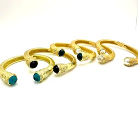 Gold Stone Hinge Cuff
