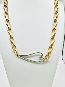 Hammered Rolo Necklace with Open Heart