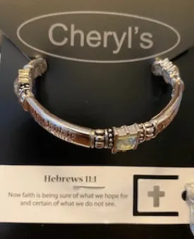 Hebrews 11:1 Now Faith Is stretch Bracelet w/ clear stones