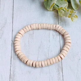 Ivory Heishi Wood Bead Stretch bracelet - Unisex