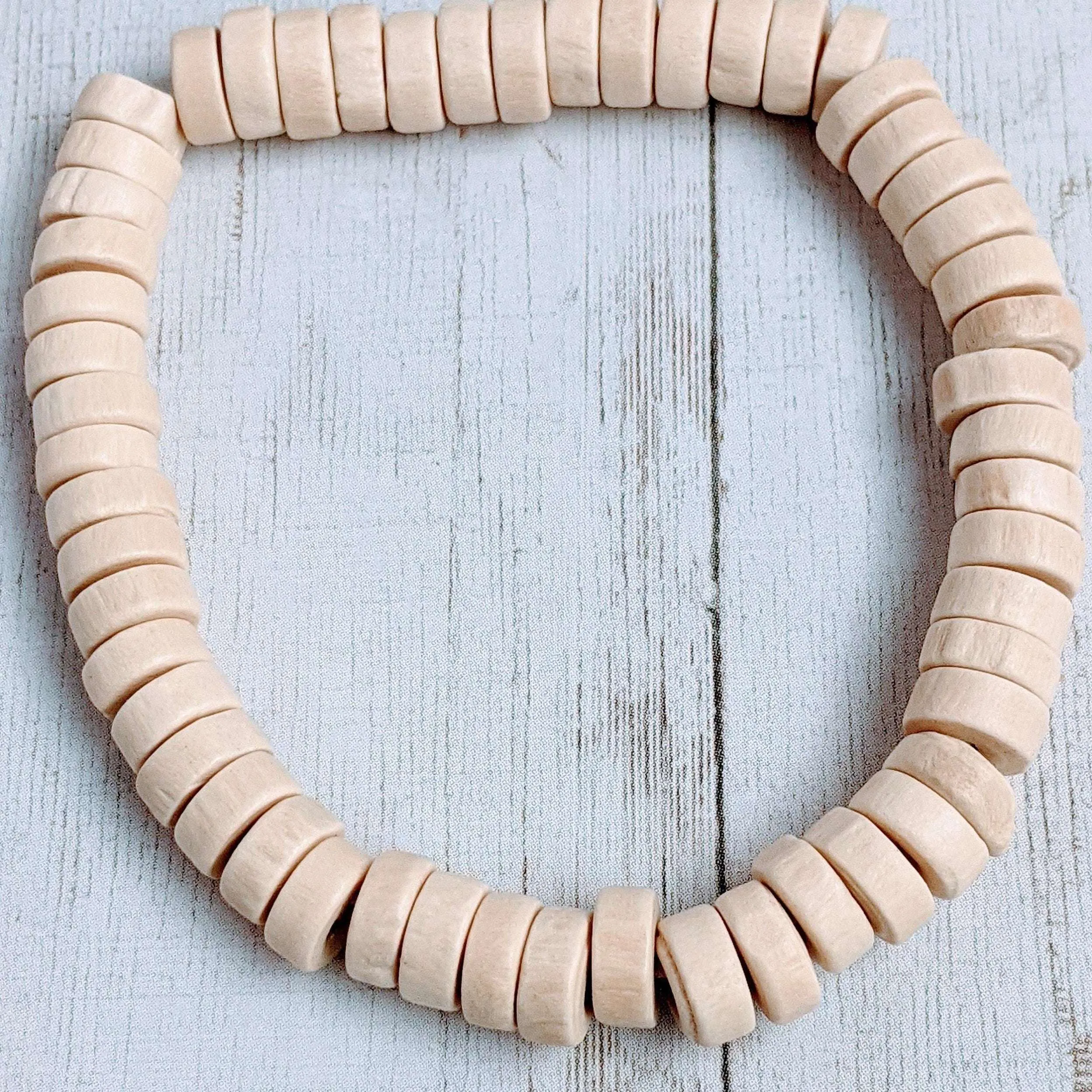 Ivory Heishi Wood Bead Stretch bracelet - Unisex