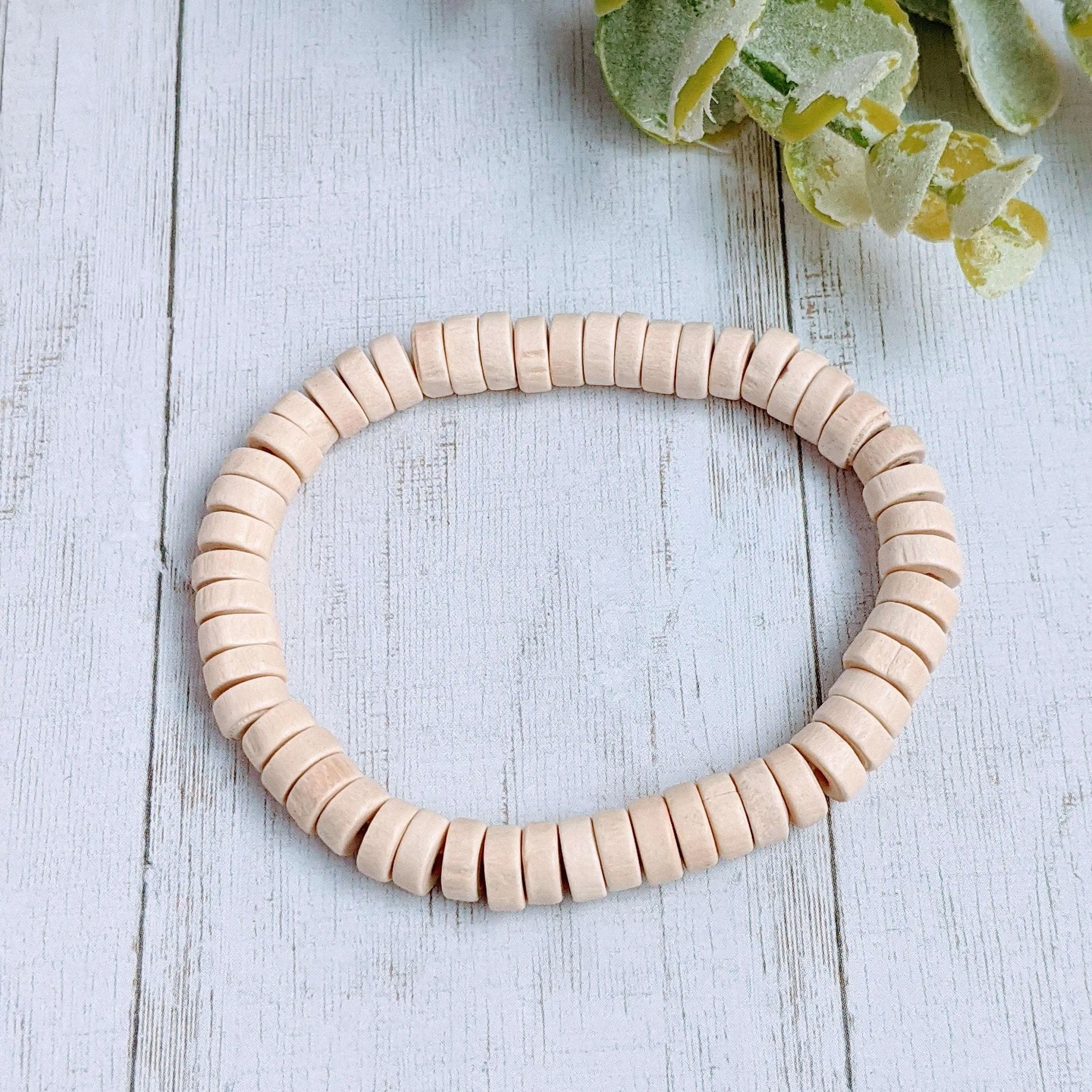 Ivory Heishi Wood Bead Stretch bracelet - Unisex