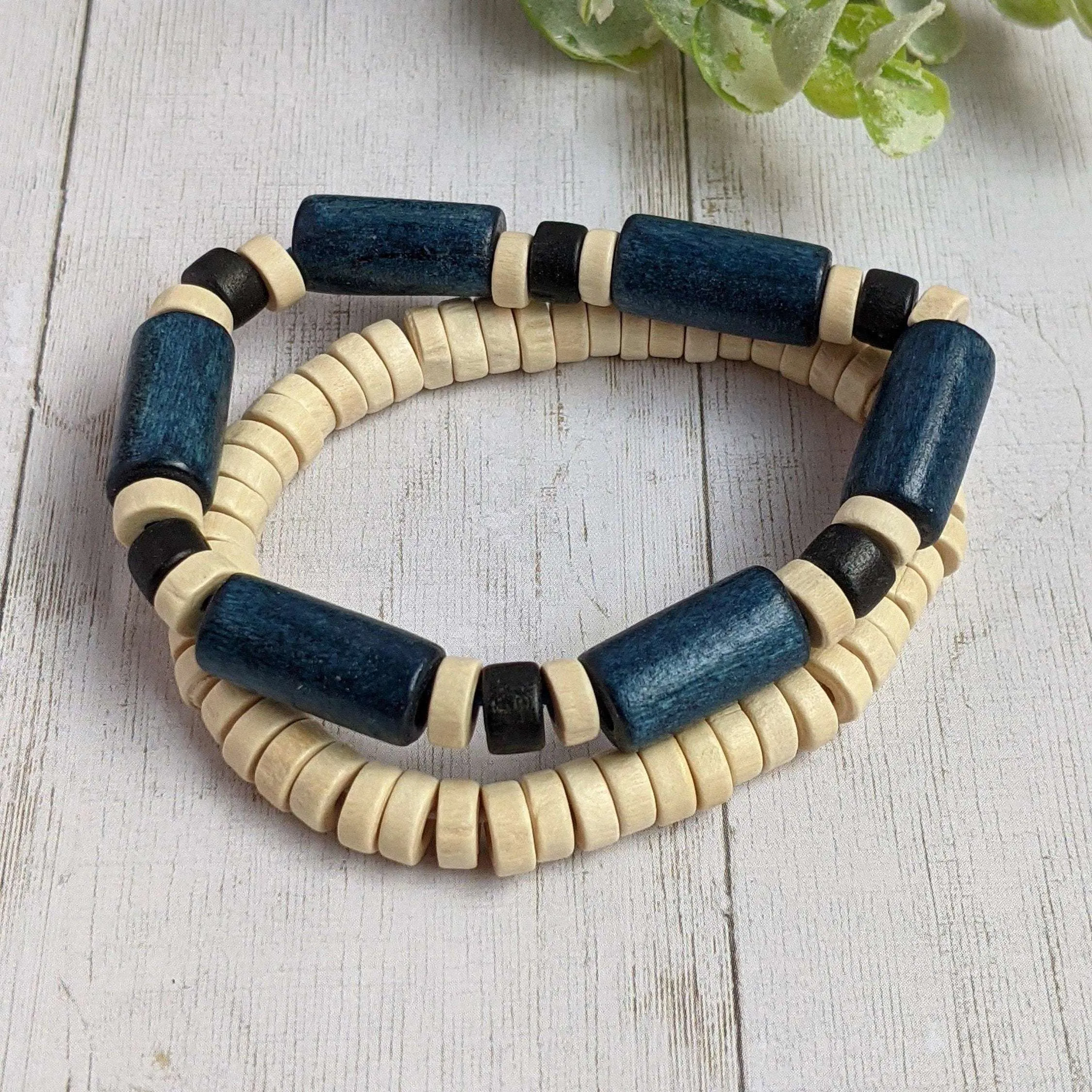 Ivory Heishi Wood Bead Stretch bracelet - Unisex