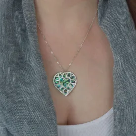 Large Pāua Heart Necklace