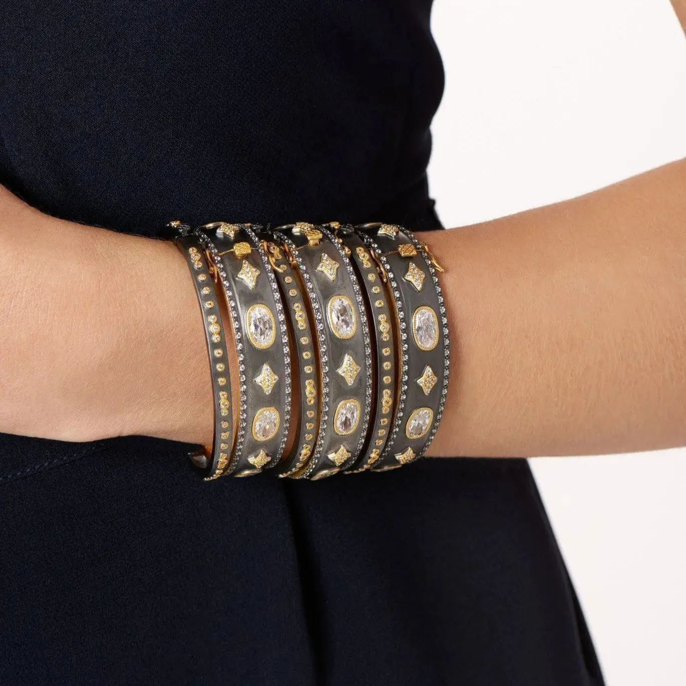 Mini Stud Bezel Stone Eternity Hinge Bangle