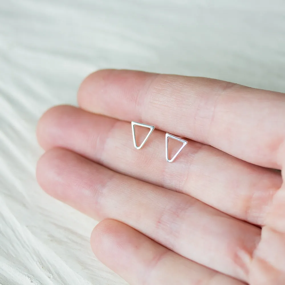 Minimalist Inverted Triangle Stud Earrings, Sterling Silver